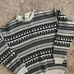 Vintage Eddie Bauer Gray and Black Patterned Sweater